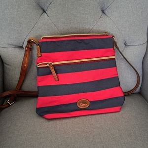 Dooney & Bourke Striped Crossbody Navy Blue Red